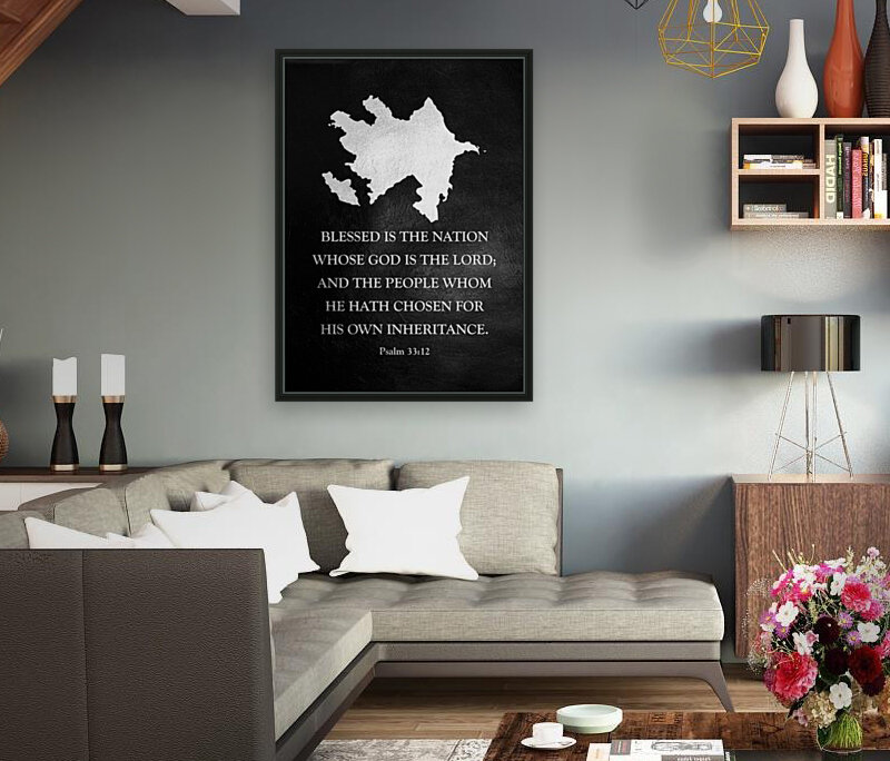 Azerbaijan Silver Map Wall Art Reproduction
