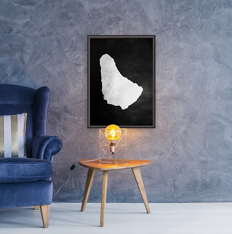 Barbados Silver Map Wall Art Reproduction