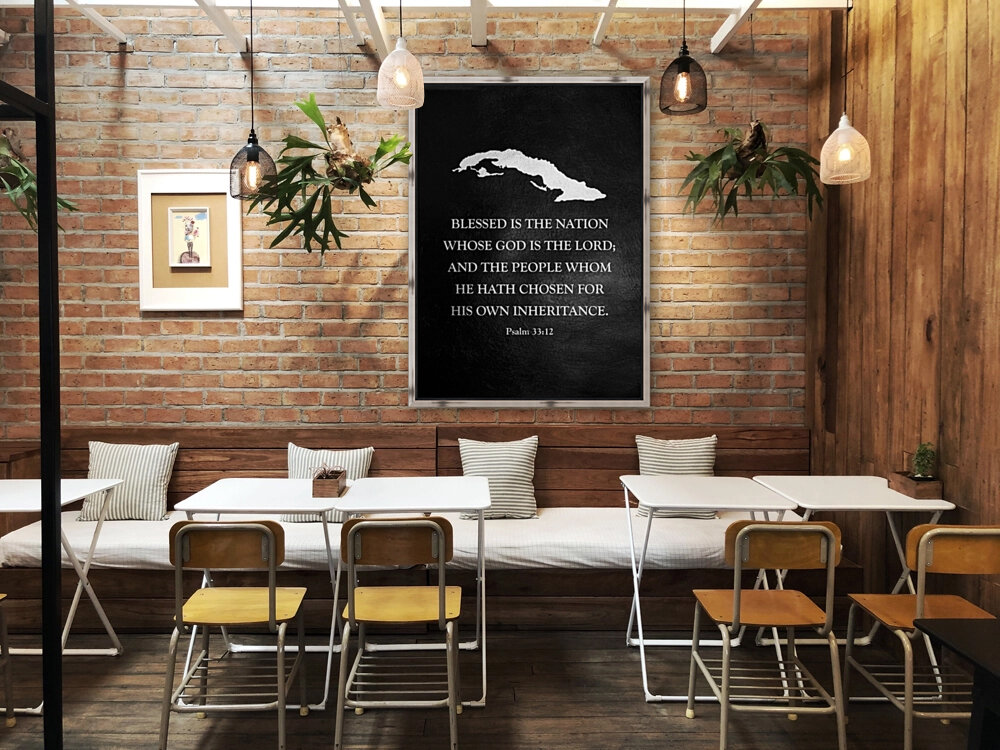 Cuba Silver Map Wall Art Reproduction