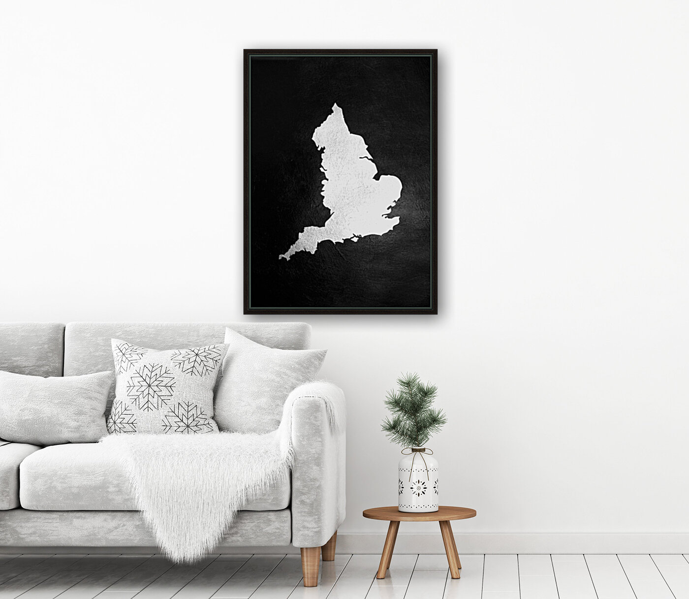 England Silver Map Wall Art Reproduction