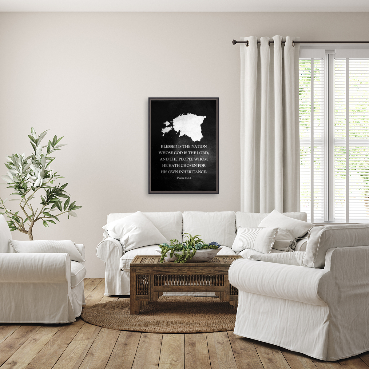 Estonia Silver Map Wall Art Reproduction