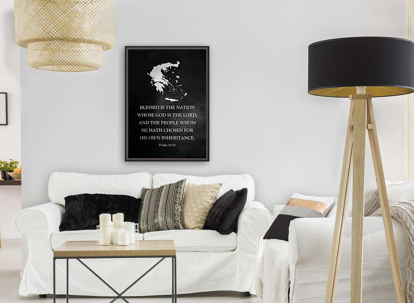 Greece Silver Map Wall Art Reproduction