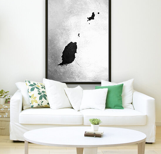 Grenada Charcoal Map Wall Art Reproduction