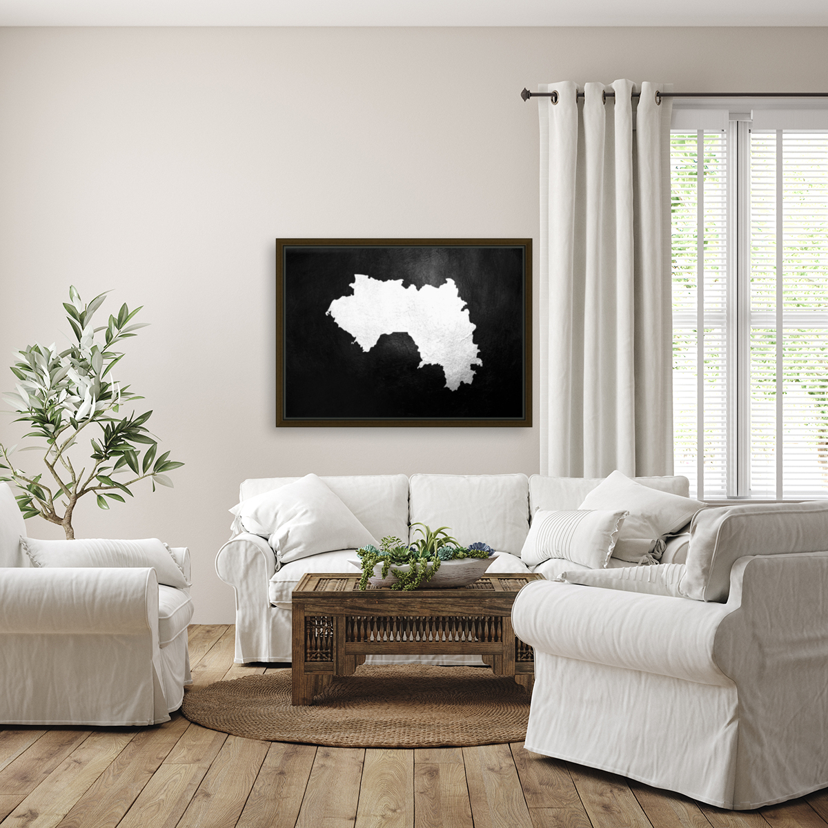 Guinea Silver Map Wall Art Reproduction