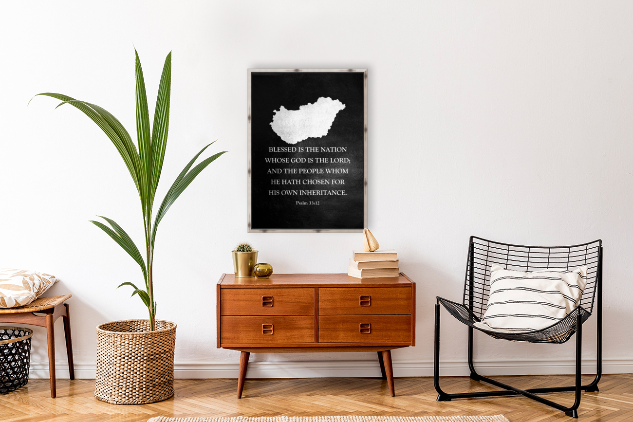 Hungary Silver Map Wall Art Reproduction