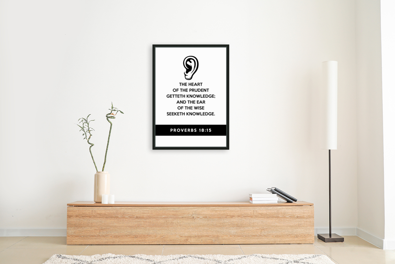 Proverbs 18 15 white Reproduction