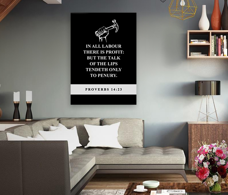 Proverbs 14 23 plain black Reproduction