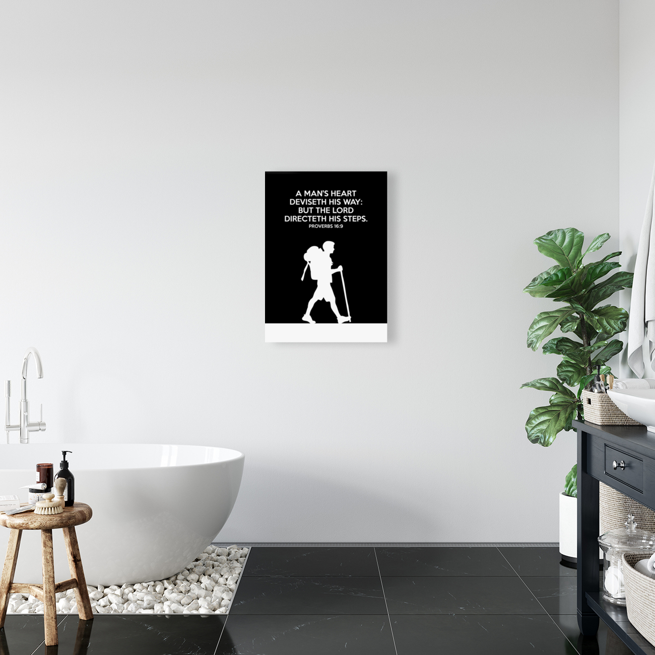 Proverbs 16 9 plain black Reproduction