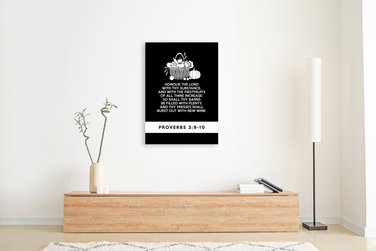 Proverbs 3 9 10 plain black Reproduction