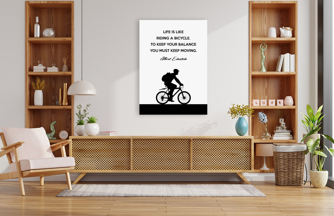 Albert Einstein bicycle quote white Reproduction