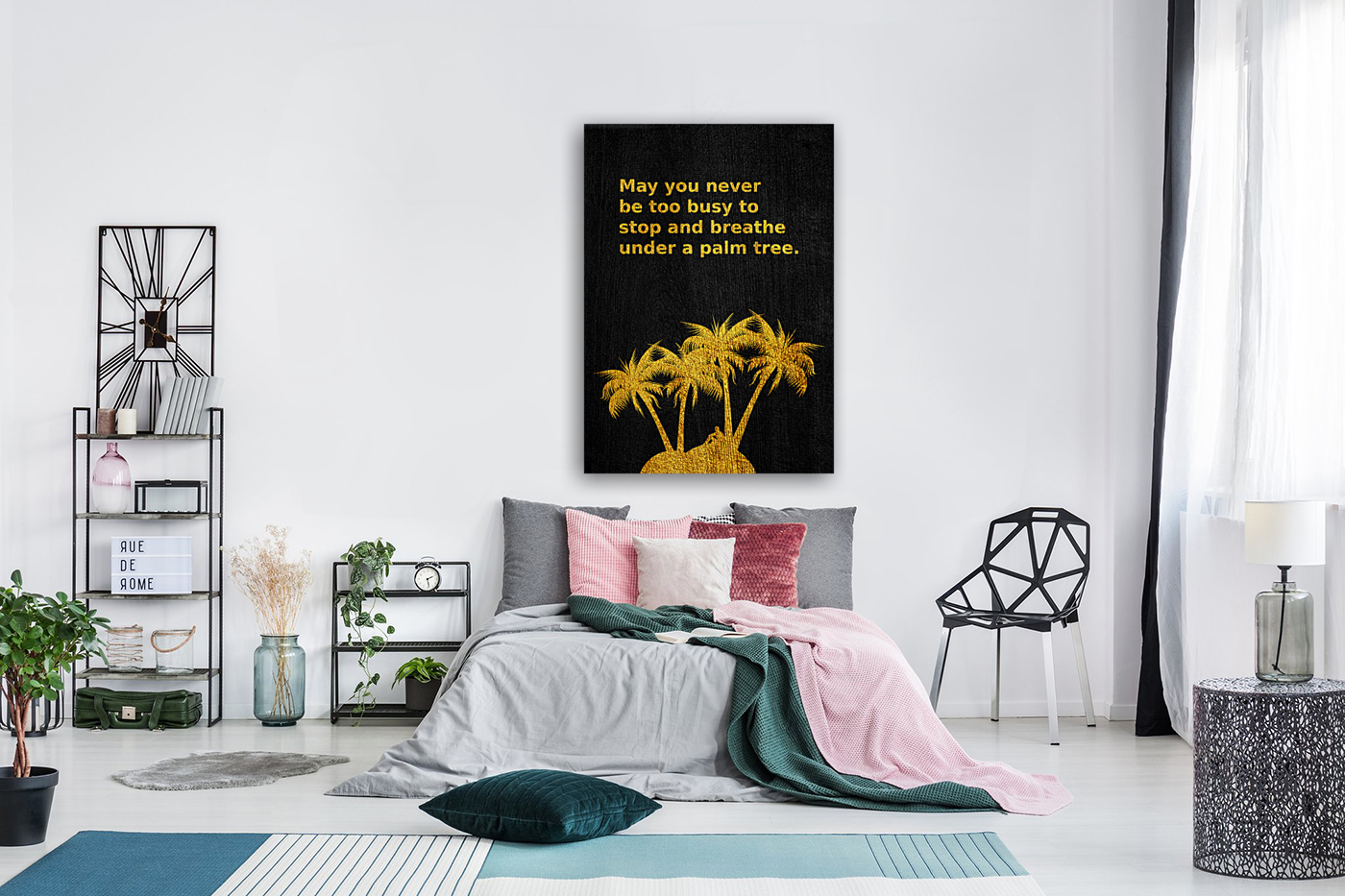 palm trees gold Reproduction