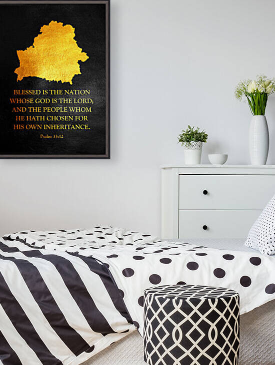 Belarus Gold Map Wall Art Reproduction