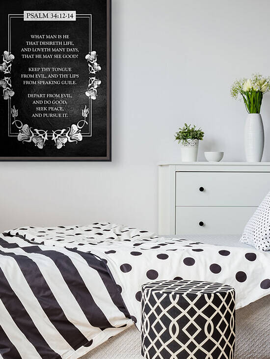 Psalm 34:12-14 Bible Verse Wall Art Reproduction
