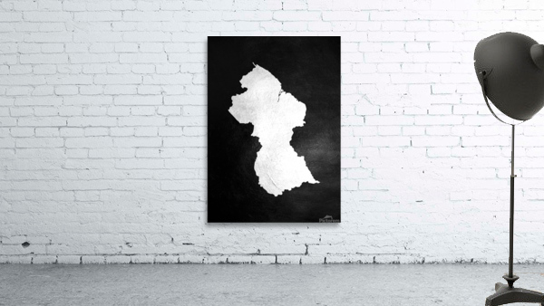 Guyana Silver Map Wall Art Wall Preview