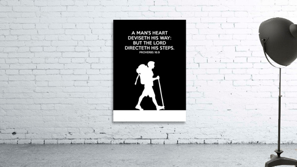 Proverbs 16 9 plain black Wall Preview