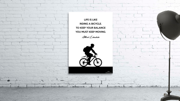 Albert Einstein bicycle quote white Wall Preview