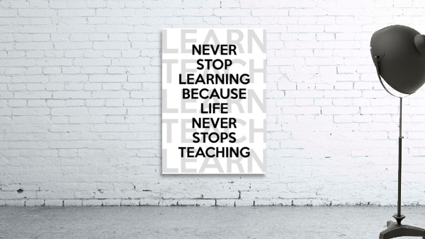 never stop learning white Wall Preview