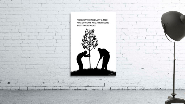 tree planting white Wall Preview