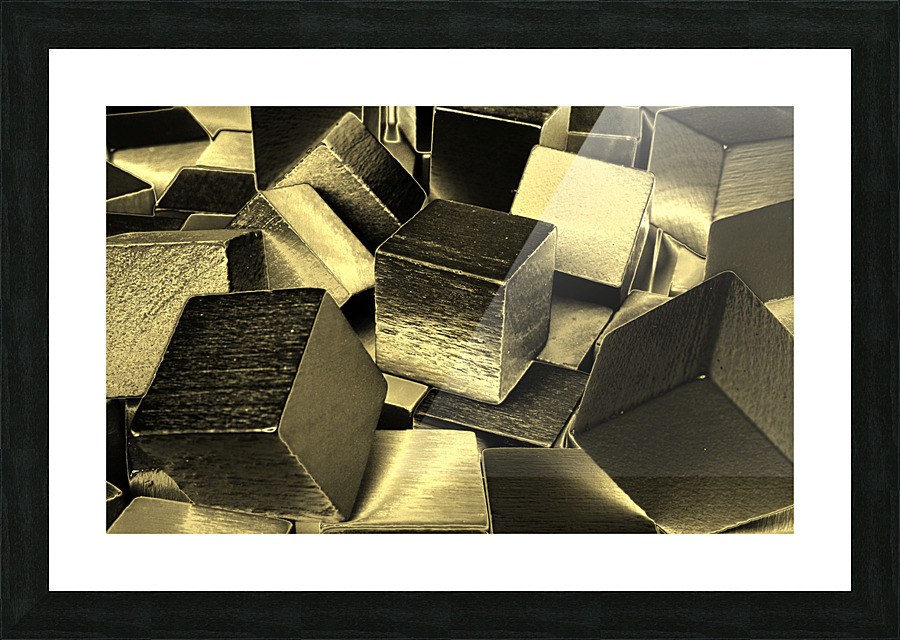 Abstract cubes monochrome Picture Frame print