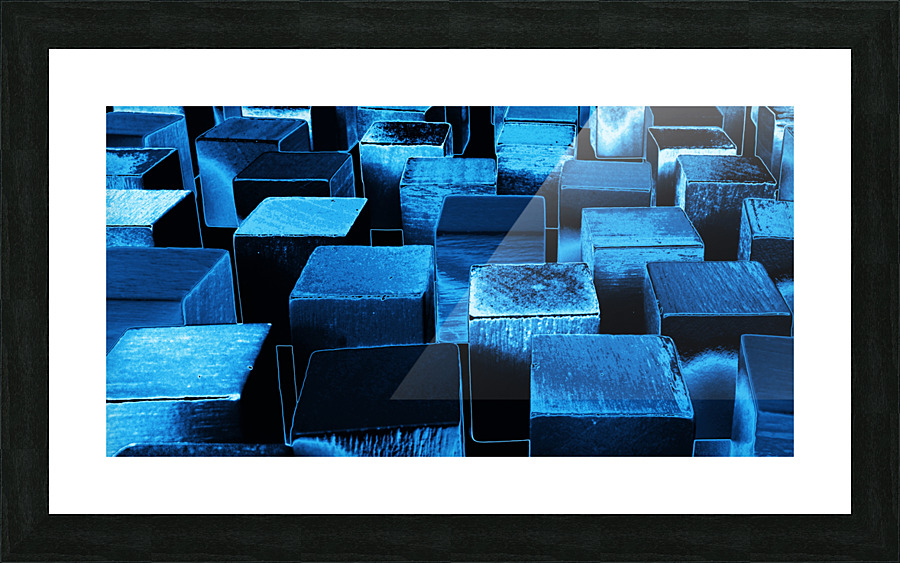 Blue cubes Picture Frame print