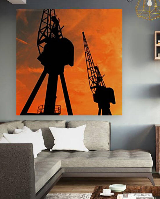 Sunset port tower cranes by Bentivoglio Photography
