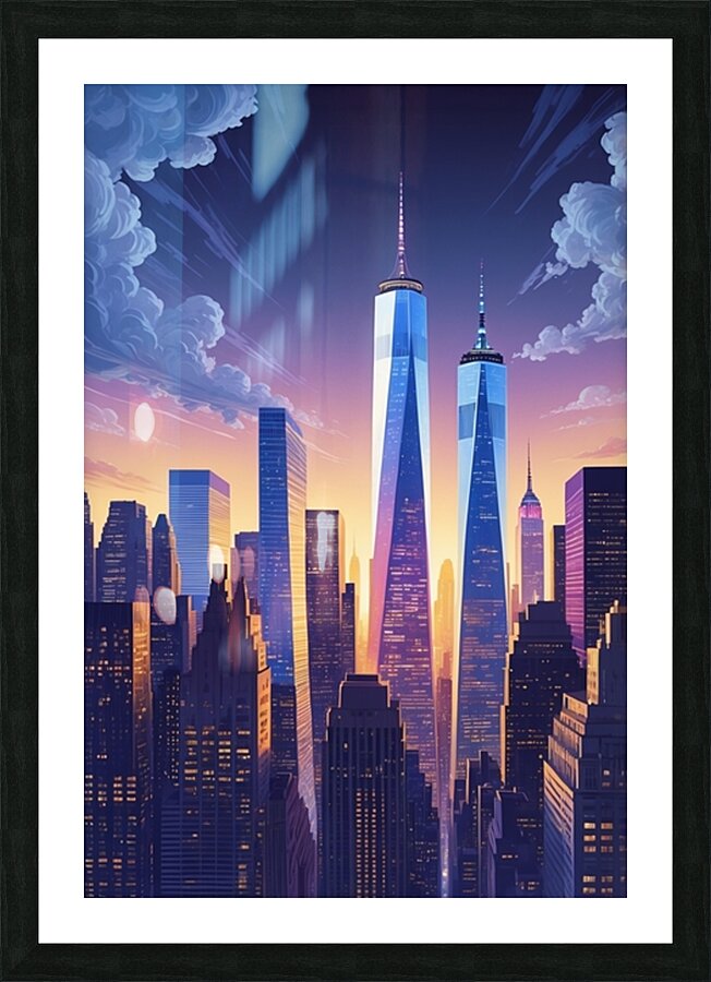 Manhattan Illlustration Picture Frame print