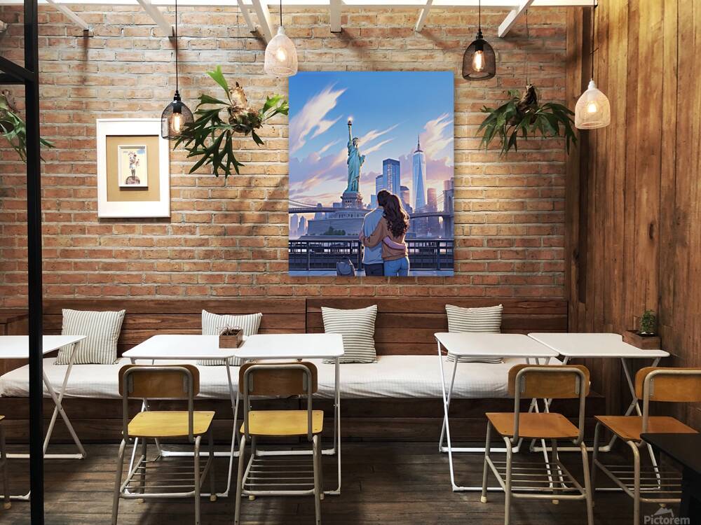 Couple in New York illustration Reproduction