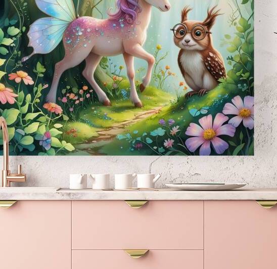 Unicorn Owl and Butterfly by Dmitry Linkov