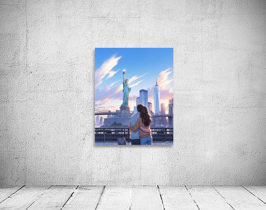 Couple in New York illustration Wall Preview