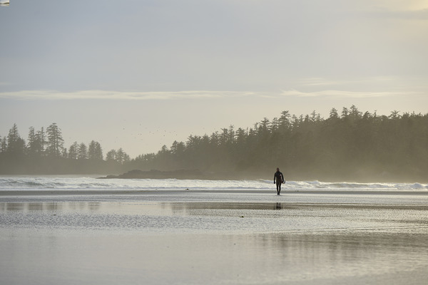 Man walking with surfboard through the mist Long Beach Pacific Rim National Park Digital Download