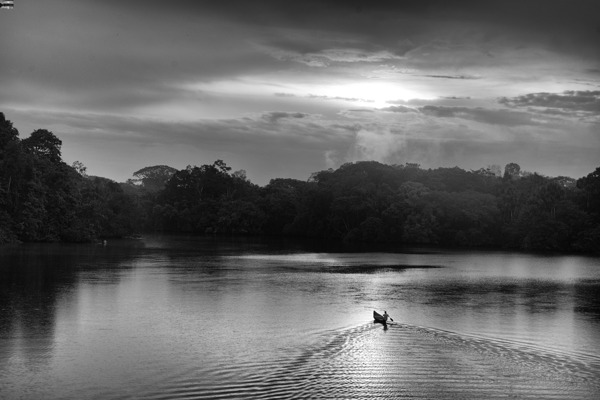 Canoeing on Lake Garzacocha Black and White Ecuador Digital Download