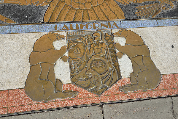 Bas relief plaque for California is inlaid into Hoover Dams plazas surface one of the seven states that fall within the Colorado Rivers basin. Hoover Dam Arizona Nevada USA Digital Download
