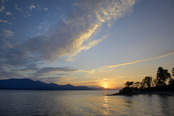 Sunset over Vancouver Island with silhouetted trees Digital Download
