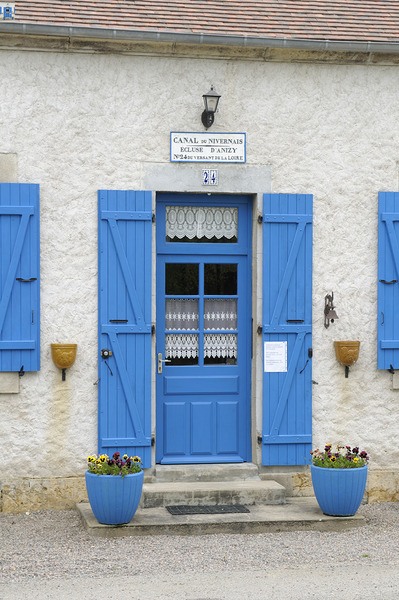 Blue door and shutters at the lock keepers house Ecluse 24 Anizy Champ du Pont Limanton Nievre Burgundy France Digital Download
