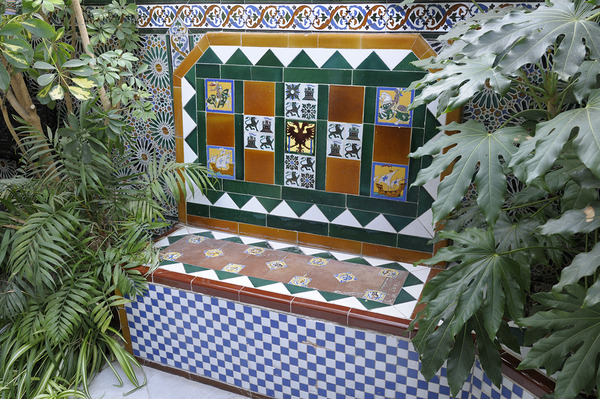 Ceramic tile bench with plants Casa Don Bosco Ronda Málaga Andalusia Spain Digital Download