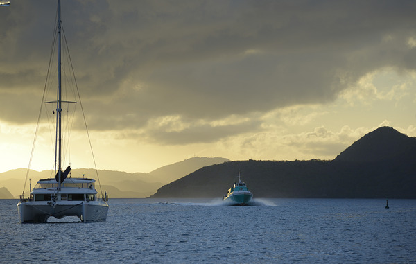 Passenger ferry and anchored catamaran at Sopers Hole Digital Download