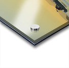 Kayaker and motor boat at anchor in Fox Cove. Sucia Island Acrylic print