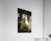 Wood carving of the virgin with bouquet of flowers Eglise Saint Pothin Acrylic Print