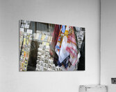 Scarves and postcards for sale on the banks of the Seine River - Paris Acrylic Print