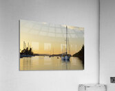 Sea kayaker and anchored boats in Princess Bay Acrylic Print