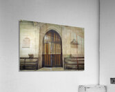 Shaft of light coming through the entrance door. Eglise de Saint Maurice. Chatillon-sur-Loire Centre. France Acrylic Print