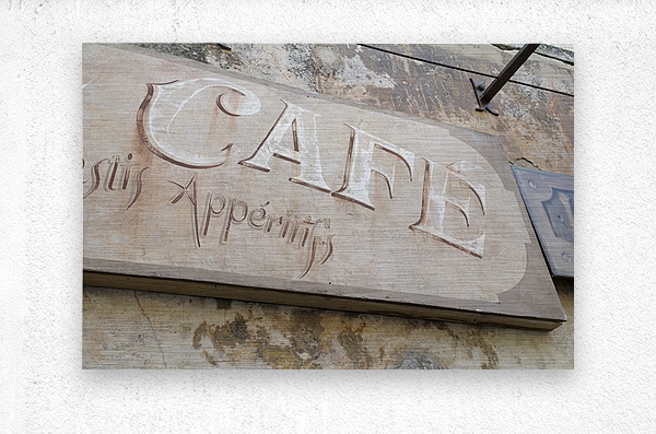 Cafe sign in Lourmarin  Metal print