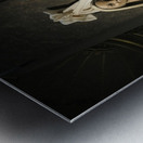 Wood carving of the virgin with bouquet of flowers Eglise Saint Pothin Metal print