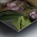 Fresh red garlic at the Lourmarin market Metal print