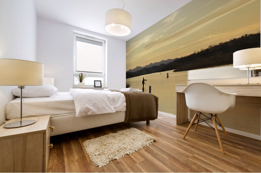 Fishing at sunset Patagonia Lake Mural print