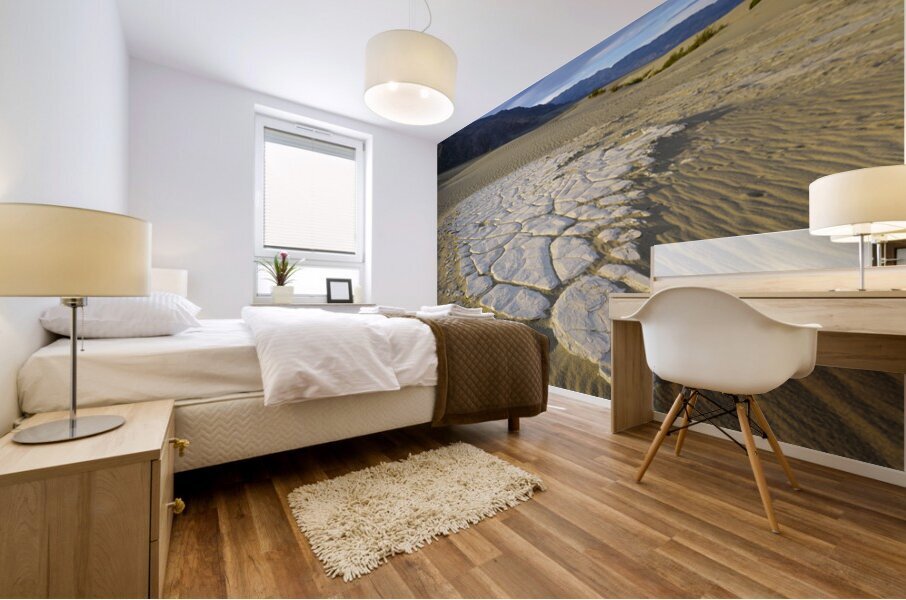 Dried mud exposed on the rippled sand - Mesquite Flat Sand Dunes Mural print