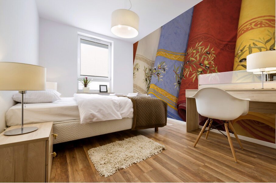 Red and Yellow Textiles - Aix-en-Provence Mural print