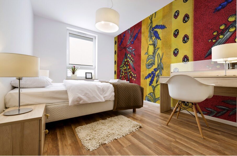 Red and Yellow Textiles - Aix-en-Provence Mural print