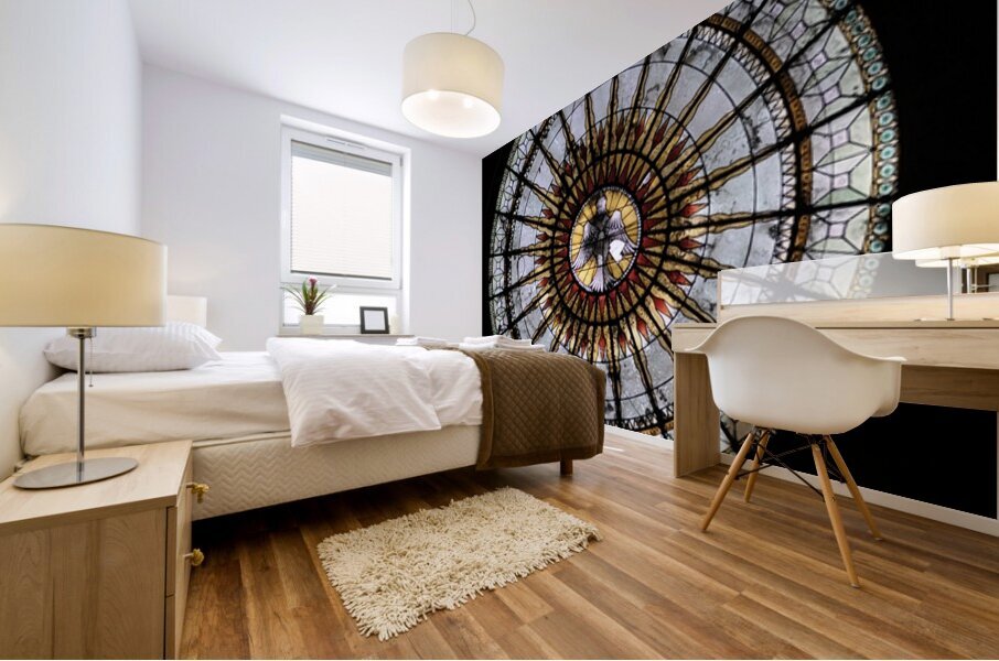 Round geometric stained glass window Eglise Saint Pothin Mural print