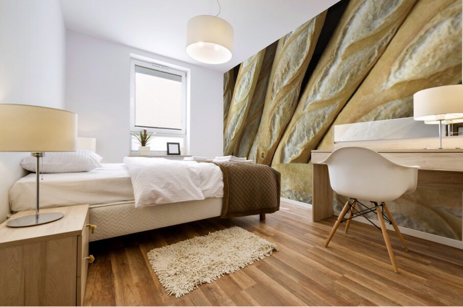 Fresh baguettes for sale Mural print